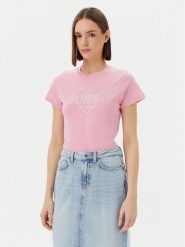 Guess T-Shirt V5GI10 K9RM1 Różowy Regular Fit. Czerwone t-shirty Guess, xxs, z aplikacjami, z bawełny, bez kołnierzyka, bez ramiączek. Za 129.99 zł.