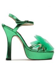 Custommade Sandały Arlina Metallic Bow 999624047 Zielony. Zielone sandały Custommade, bez wzorów, ze skóry, bez obcasa, na słupku, bez zapięcia. Za 919.99 zł.
