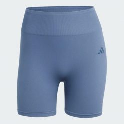Legginsy Workout Essentials 4 inch. Niebieskie legginsy adidas, bez wzorów, z dzianiny, krótkie. Za 129.00 zł.