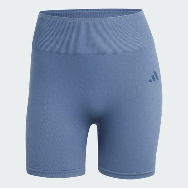 Legginsy Workout Essentials 4 inch. Niebieskie legginsy adidas, bez wzorów, z dzianiny, krótkie. Za 129.00 zł.