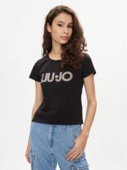 Liu Jo T-Shirt VA4105 JS003 Czarny Regular Fit. Czarne t-shirty Liu Jo, s, bez wzorów, z bawełny, bez kołnierzyka, bez ramiączek. Za 129.99 zł.