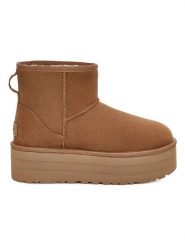 UGG Skórzane botki "Classic Mini Platform" w kolorze jasnobrązowym rozmiar: 41. Brązowe botki UGG, bez wzorów, ze skóry, bez obcasa, na platformie, bez zapięcia. Za 734.44 zł.