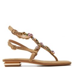 Sandały Alma En Pena. Brązowe sandały Alma En Pena, bez wzorów, bez obcasa, na płaskiej podeszwie, bez zapięcia. Za 289.99 zł.