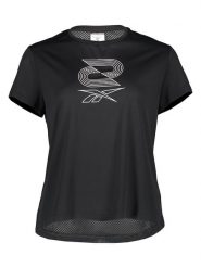 Reebok Koszulka w kolorze czarnym do biegania rozmiar: M. Czarne t-shirty sportowe Reebok, m, bez wzorów, z materiału, bez ramiączek, do biegania. Za 65.85 zł.