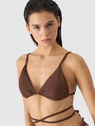 4F Góra od bikini damska - brązowa XL. Brązowe bikini 4f, bez wzorów, z elastanu, klasyczne. W wyprzedaży za 19.99 zł.