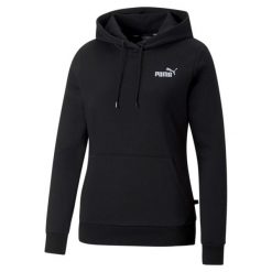 Bluza damska Puma ESS+ Embroidery Hoodie FL. Czarne bluzy Puma, l, bez wzorów, bez ramiączek, bez kaptura. Za 193.81 zł.