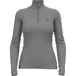 Koszulka termoaktywna z długim rękawem i półgolfem damska Odlo MERINO 200. Szare t-shirty sportowe ODLO, l, bez wzorów, z materiału, bez ramiączek. Za 377.60 zł.