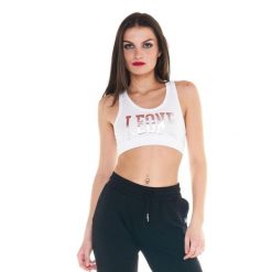 Podstawowy top damski. Białe topy LEONE 1947 APPAREL, l, bez wzorów, z tkaniny, sportowe, bez kołnierzyka, bez ramiączek. Za 69.47 zł.