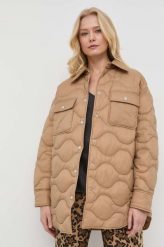 BOSS kurtka damska kolor beżowy przejściowa oversize. Brązowe kurtki Boss, bez wzorów, z włókna, bez kaptura. Za 1,269.90 zł.