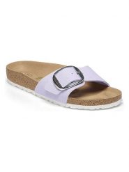 Birkenstock Klapki "Madrid" w kolorze fioletowym rozmiar: 36. Różowe klapki Birkenstock, bez wzorów, klasyczne, z otwartym noskiem, bez obcasa, bez zapięcia. Za 354.95 zł.