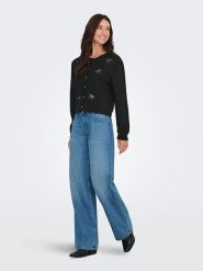 JDY Kardigan "Faye" w kolorze antracytowym rozmiar: M. Czarne swetry JDY, m, z aplikacjami, bez ramiączek. Za 128.25 zł.