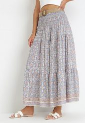 Niebieska Spódnica Maxi w Stylu Boho z Plecionym Paskiem Kairy. Niebieskie spódnice Born2be, m, bez wzorów, boho, maxi, rozkloszowane. W wyprzedaży za 76.49 zł.