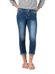 Timezone Rybaczki dżinsowe "Nali" - Regular fit - w kolorze niebieskim rozmiar: W24. Niebieskie jeansy Timezone, z aplikacjami, klasyczne. Za 117.17 zł.