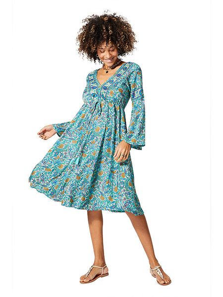 Aller Simplement Sukienka w kolorze turkusowym rozmiar: 38/40. Niebieskie sukienki Aller Simplement, bez wzorów, klasyczne, bez kołnierzyka, bez ramiączek, midi. Za 79.45 zł.