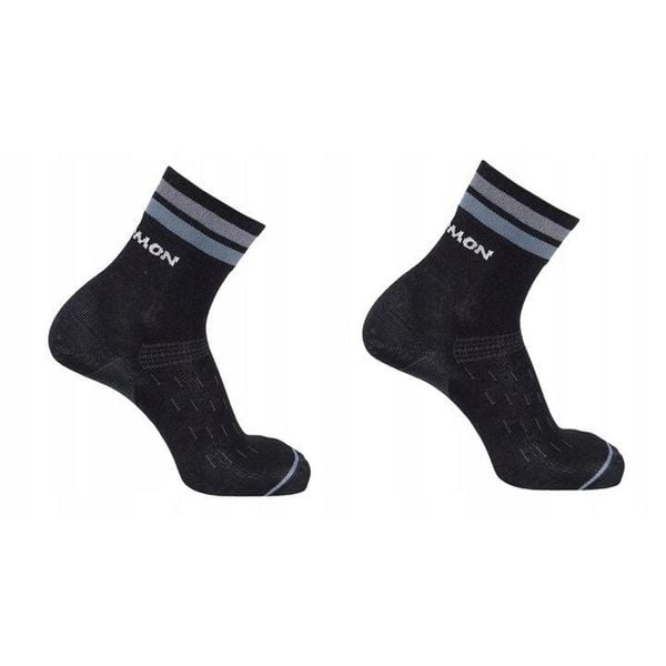 Skarpety sportowe Salomon Sonic Quarter odblaskowe paski. Czarne skarpetki Salomon, bez wzorów, z elastanu. Za 59.00 zł.