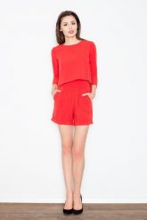 Czerwony Stylowy i Modny Kombinezon na Lato. Czerwone kombinezony Figl, na lato, l, bez wzorów, z elastanu, eleganckie, bez kołnierzyka, bez ramiączek. Za 259.00 zł.