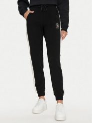 Guess Spodnie dresowe Elea V4YB02 KCDN0 Czarny Regular Fit. Czarne spodnie dresowe Guess, z aplikacjami, z dresówki. Za 419.99 zł.