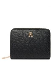 Tommy Hilfiger Portfel Med Za W/Flap Mono AW0AW18035 Czarny. Czarne portfele Tommy Hilfiger, bez wzorów, ze skóry. Za 299.99 zł.