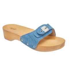 Klapki turystyczne damskie Scholl Pescura Heel Light. Niebieskie klapki Scholl, bez wzorów, z gumy, retro, bez obcasa, na szpilce, bez zapięcia. Za 332.64 zł.
