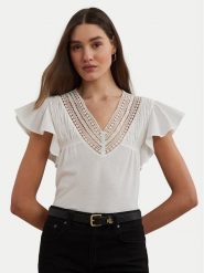 LAUREN RALPH LAUREN Bluzka 200963917002 Biały Relaxed Fit. Białe bluzki Lauren Ralph Lauren, m, bez wzorów, z bawełny, bez kołnierzyka, bez ramiączek. Za 439.99 zł.