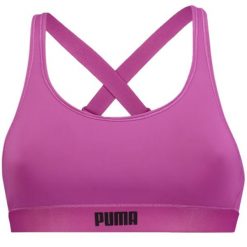 Puma stanik sportowy damski L, średnie podtrzymanie, fioletowy. Fioletowe biustonosze sportowe Puma, bez wzorów, z elastanu. Za 116.99 zł.