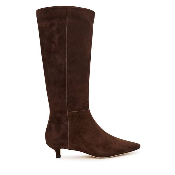 Kozaki LAUREN RALPH LAUREN. Brązowe kozaki Lauren Ralph Lauren, bez wzorów, bez obcasa, na szpilce, bez zapięcia. Za 1,299.00 zł.