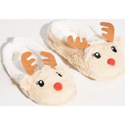 Pluszowe kapcie renifery - Beżowy. Kapcie marki Cropp. Za 24.99 zł.