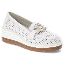 Białe Półbuty Artiker Stylowe Obuwie Damskie. Białe półbuty wsuwane Artiker, na lato, bez wzorów, ze skóry, eleganckie, bez obcasa, na koturnie. Za 159.00 zł.