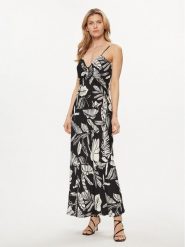Fracomina Sukienka letnia FJ24SD3005W413R8 Czarny Regular Fit. Czarne sukienki Fracomina, m, bez wzorów, z wiskozy, bez kołnierzyka, bez ramiączek. Za 259.99 zł.