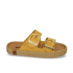 Klapki damskie skórzane Sydney. Zielone klapki Aulp, bez wzorów, z gumy, boho, z otwartym noskiem, bez obcasa, na płaskiej podeszwie, bez zapięcia. Za 239.99 zł.