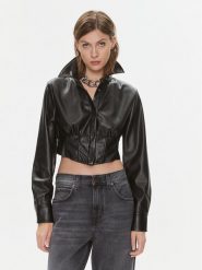 ONLY Koszula 15304747 Czarny Slim Fit. Czarne koszule ONLY, l, bez wzorów, ze skóry, bez kołnierzyka, bez ramiączek. Za 99.99 zł.