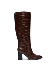 Guess Kozaki FLFPER LEP11 Brązowy. Brązowe kozaki Guess, z aplikacjami, ze skóry, bez obcasa, na słupku, bez zapięcia. Za 799.99 zł.