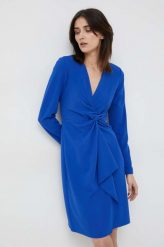 Dkny sukienka kolor niebieski mini dopasowana. Niebieskie sukienki DKNY, bez wzorów, z dzianiny, bez kołnierzyka, bez ramiączek, maxi, dopasowane. Za 789.99 zł.