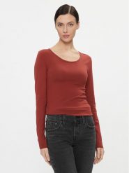 ONLY Bluzka 15204712 Czerwony Stretch Fit. Czerwone bluzki ONLY, m, bez wzorów, z bawełny, bez kołnierzyka, bez ramiączek. Za 49.99 zł.