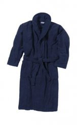 Szlafrok Beco z kołnierzem ciemnoniebieski. Niebieskie szlafroki damskie 47 Brand, m, bez wzorów, z tkaniny, bez ramiączek, długie. Za 375.99 zł.