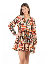 Isla Bonita by SIGRIS Sukienka w kolorze beżowym ze wzorem rozmiar: XL. Brązowe sukienki Isla Bonita by SIGRIS, na co dzień, xl, bez wzorów, z bawełny, bez kołnierzyka, bez ramiączek, mini, proste. Za 110.04 zł.