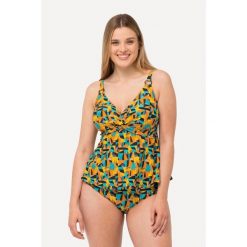 Damskie Tankini abstrakcyjny nadruk miękkie miseczki z recyklingu. Czarne bikini Ulla Popken, bez wzorów, z elastanu. Za 294.99 zł.