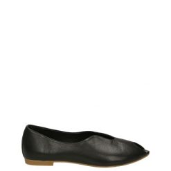 BALERINY Z ODKRYTYM NOSKIEM 21710143 BLACK. Czarne baleriny Venezia, bez wzorów, ze skóry, bez obcasa, bez zapięcia. Za 179.00 zł.