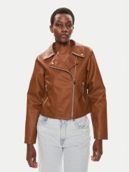 Brave Soul Kurtka z imitacji skóry LJK-SVEATAN Brązowy Straight Fit. Brązowe kurtki Brave Soul, bez wzorów, ze skóry, bez kaptura. Za 129.99 zł.