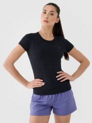 4F Koszulka treningowa szybkoschnąca damska - czarna S. Czarne t-shirty sportowe 4f, s, bez wzorów, z dzianiny, bez ramiączek, na fitness i siłownię. Za 79.99 zł.