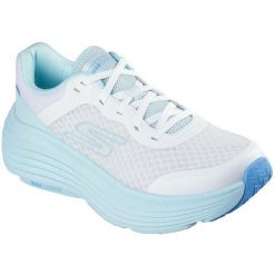 Buty sportowe damskie Skechers Max Cushioning Endea. Niebieskie buty treningowe Skechers, bez wzorów, z materiału, bez zapięcia, trekkingowe, skechers sport. Za 490.00 zł.