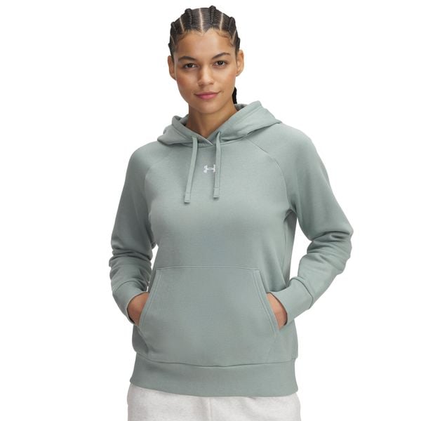 Bluza damska z kapturem Under Armour Rival Fleece. Białe bluzy Under Armour, bez wzorów, z tkaniny, sportowe, bez ramiączek, z kapturem. Za 226.95 zł.