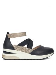 Remonte Półbuty D2411-03 Czarny. Czarne półbuty wsuwane Remonte, bez wzorów, ze skóry, bez obcasa, na koturnie. Za 369.99 zł.