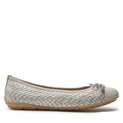 Baleriny Caprice. Szare baleriny Caprice, bez wzorów, bez obcasa, bez zapięcia. Za 199.99 zł.