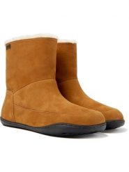 Camper Skórzane botki zimowe w kolorze jasnobrązowym rozmiar: 41. Brązowe botki Camper, bez wzorów, z materiału, bez obcasa, bez zapięcia. Za 300.21 zł.