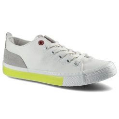 Trampki damskie Cross Jeans, z materiału syntetycznego z klasycznym sznurowaniem kontrastowymi wstawkami kolorystycznymi oraz lekką podeszwą , biało-. Białe trampki Cross Jeans, bez wzorów, z jeansu, klasyczne, przed kostkę, bez zapięcia. Za 74.62 zł.