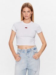 HUGO T-Shirt Deluisa 50489120 Biały Slim Fit. Białe t-shirty Hugo, xl, bez wzorów, z bawełny, bez kołnierzyka, bez ramiączek. Za 219.99 zł.