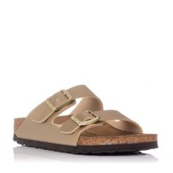 Klapki damskie Birkenstock Arizona BS. Szare klapki Birkenstock, bez wzorów, z materiału, bez obcasa, bez zapięcia. Za 607.00 zł.