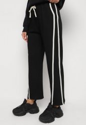 Czarne Szerokie Spodnie z Dodatkiem Wiskozy z Wysokim Stanem i Paskiem Lulula. Czarne jeansy Born2be, l, bez wzorów, z jeansu, eleganckie, z podwyższonym stanem. Za 69.99 zł.