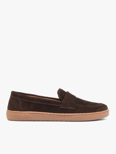 Brązowe mokasyny barefoot. Brązowe mokasyny Ryłko, bez wzorów, ze skóry, z okrągłym noskiem. Za 399.99 zł.